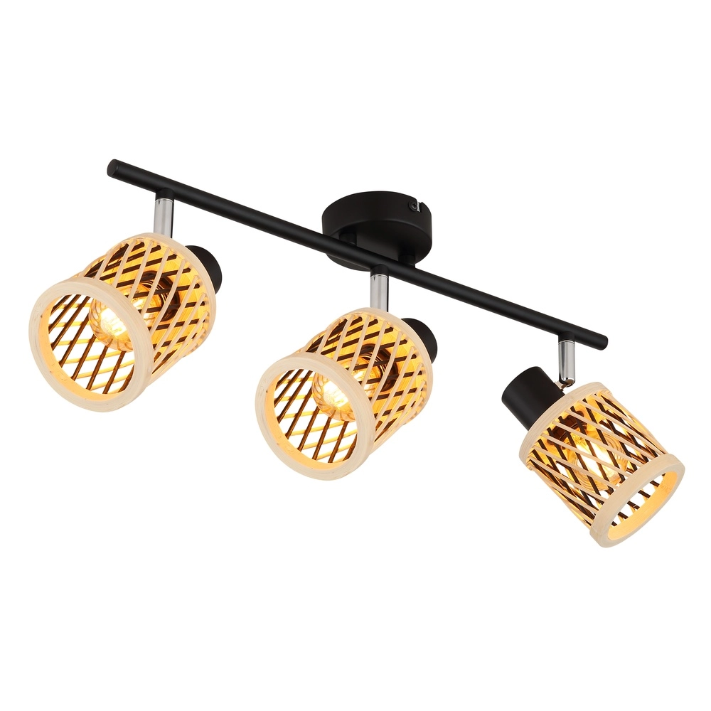 Lampe murale Mali 3-noir clair avec capuchons