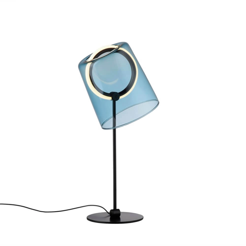 Lampe de table Zula noir avec verre bleu Lampe de table Zula noir avec verre bleu