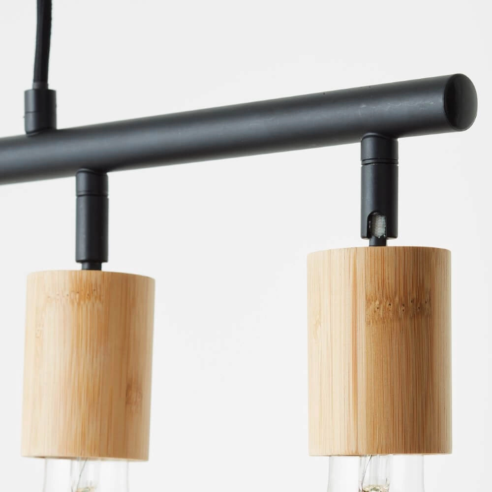Lampe suspendue 5 lumières Tiffany noir avec du bois Brilliant 4004353406409