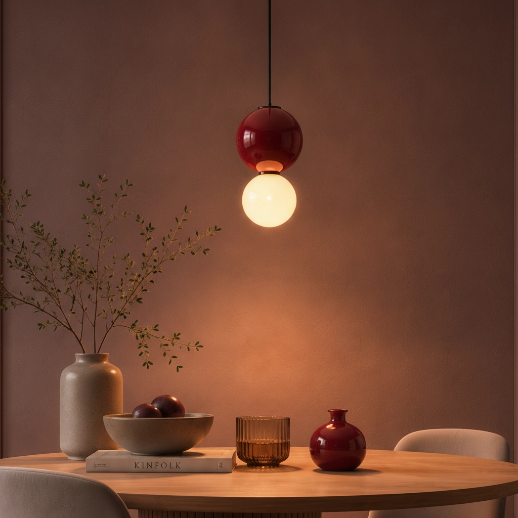 Suspension Noesis Ø 15cm bordeaux rouge avec blanc