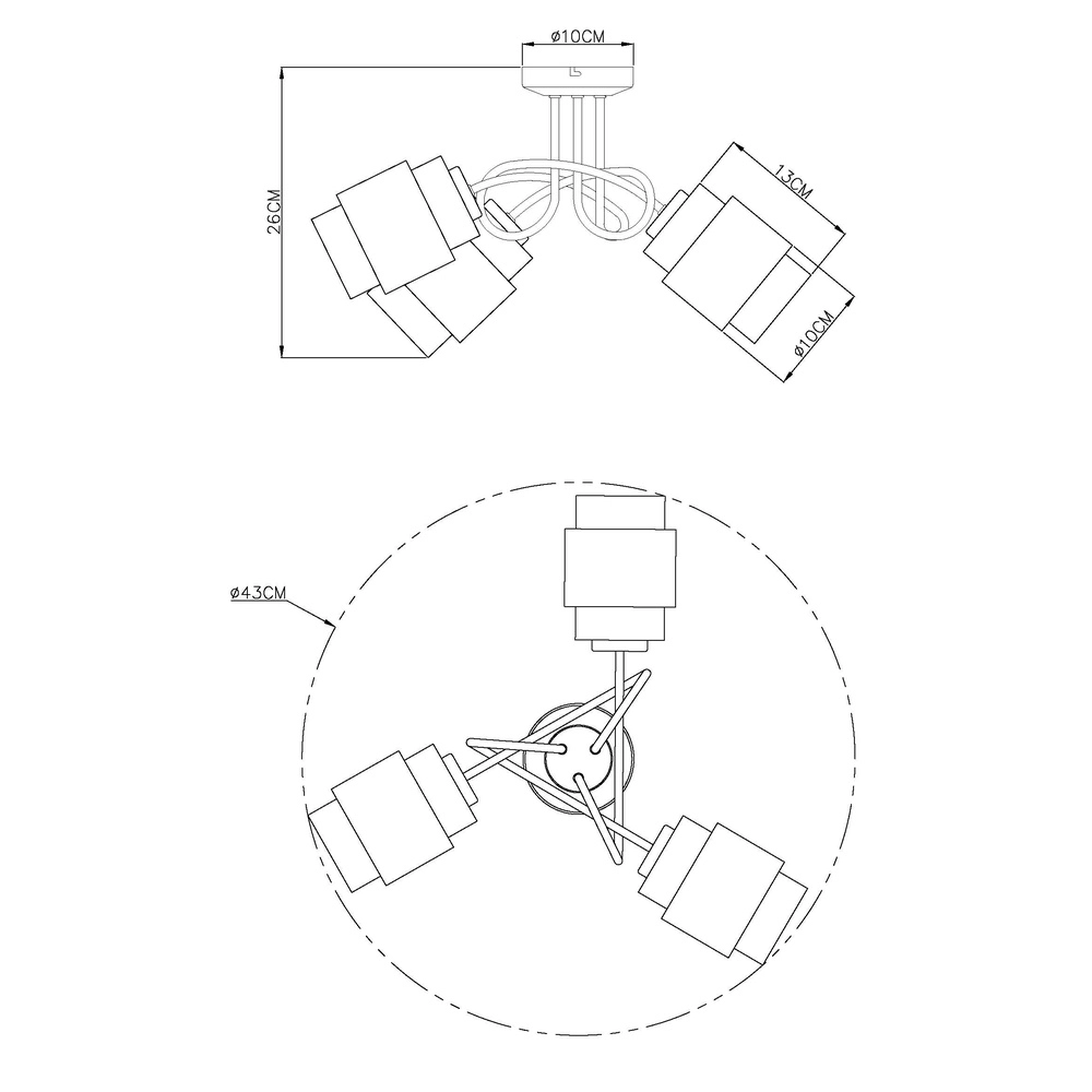 Lampe de plafond Milley 3-lumière Globo 9007371586349