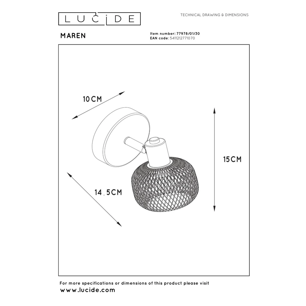 Éclairage de plafond Maren Noir simple Lucide 5411212771070