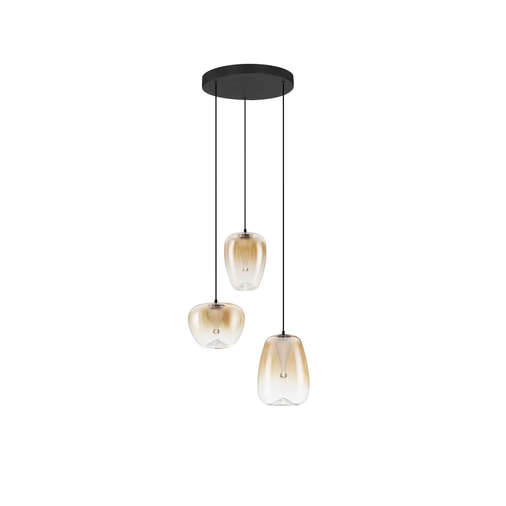 Suspension design Oblo Verre ambré à 3 lumières Lyora 5212017474131