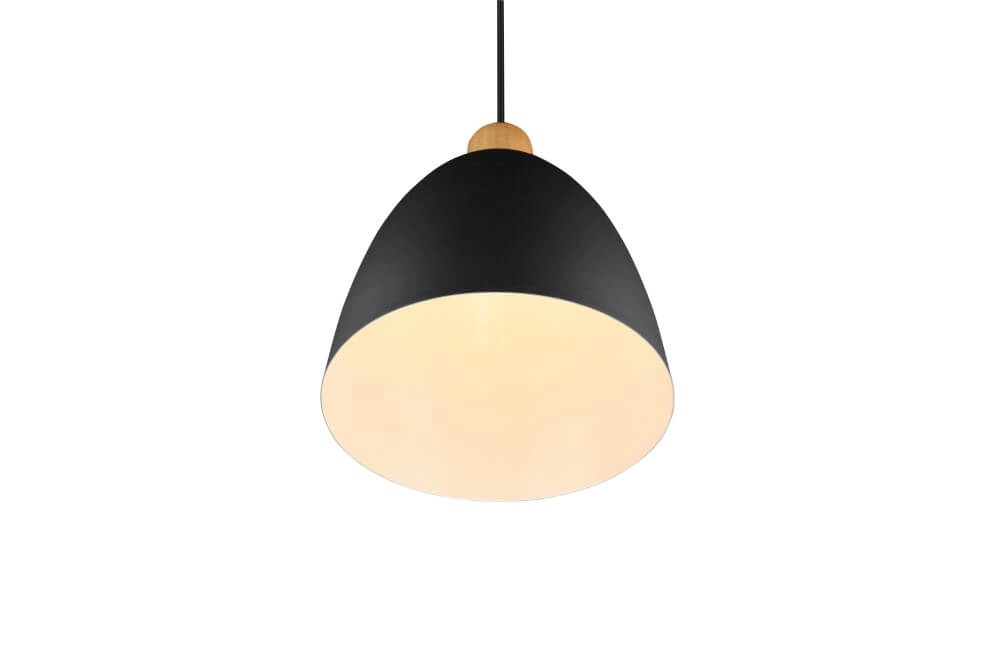 Lampe suspendue Jagger noir avec du bois marron Trio 4017807503197
