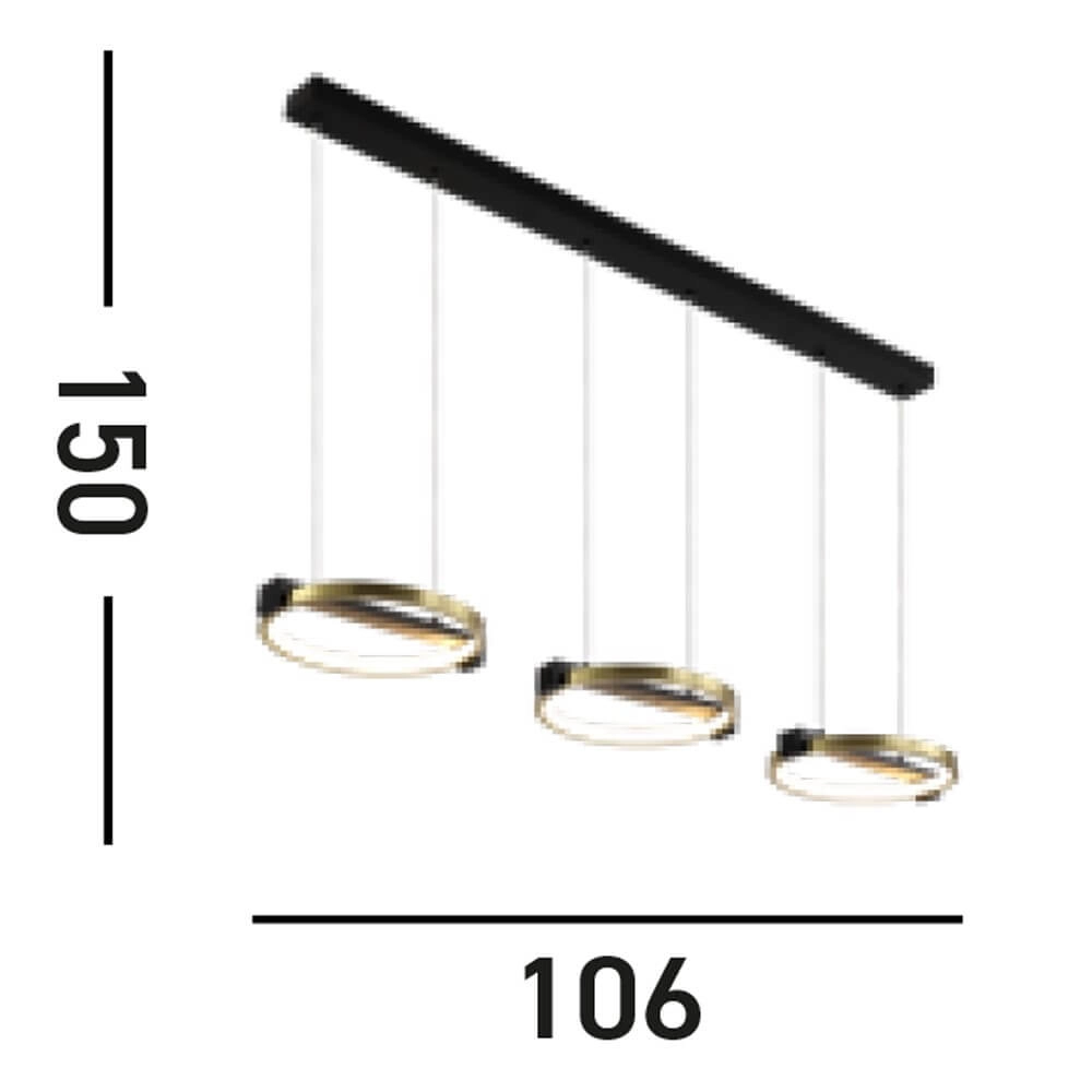 Suspension 3 lumières Aerial Noir et or Searchlight 5053423274379