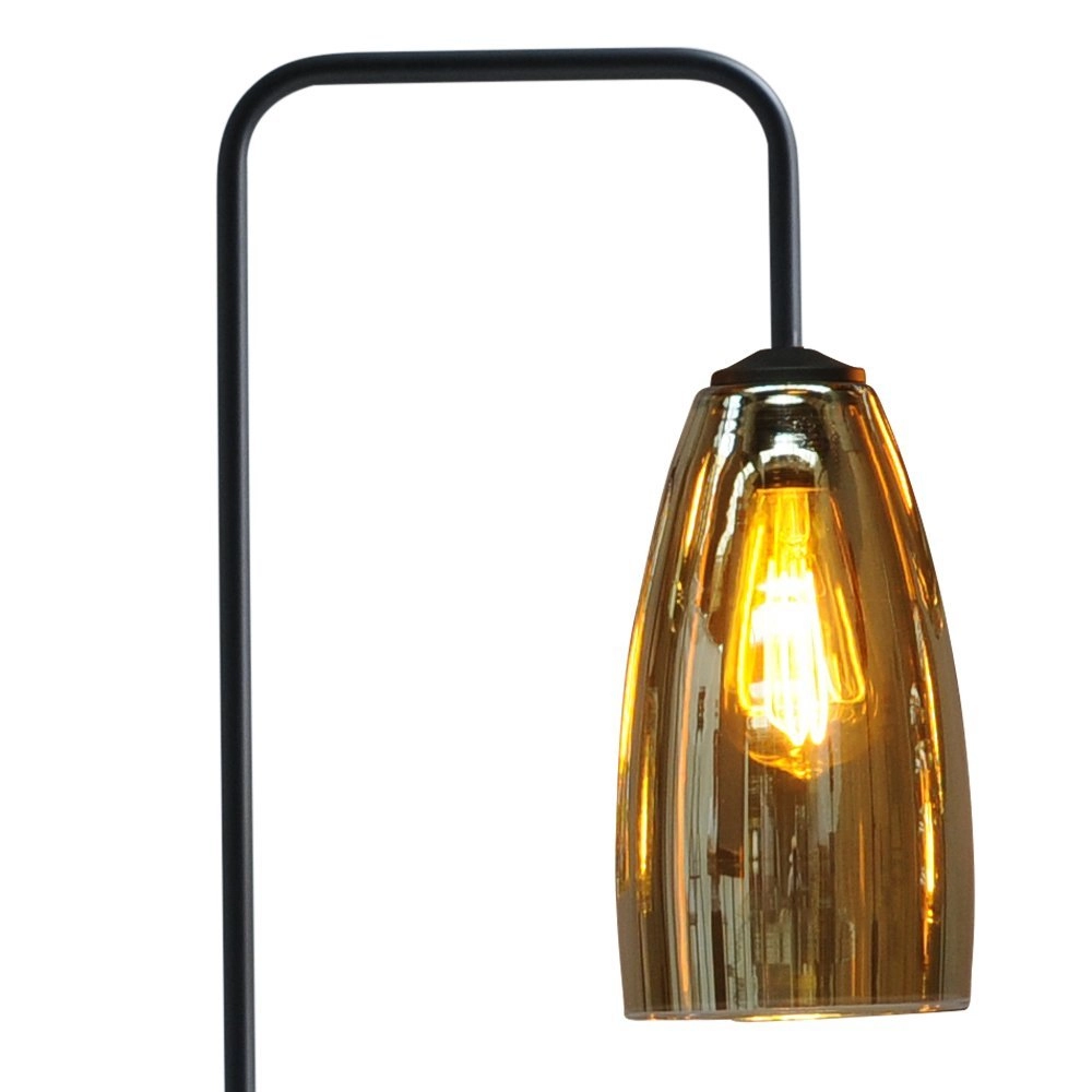 Lampadaire noir Quinto avec verre rayé Masterlight 8718121245041