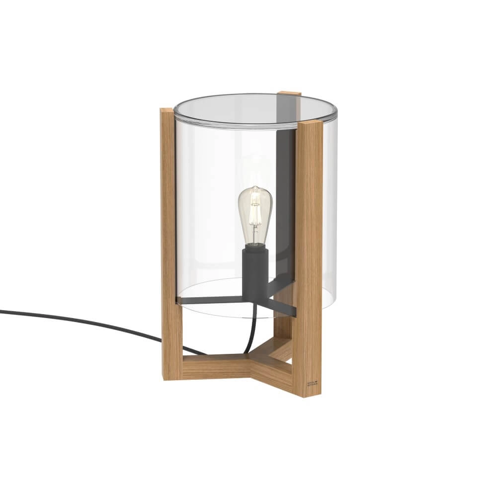 Lampe de table 50cm Tristar teck avec verre transparent