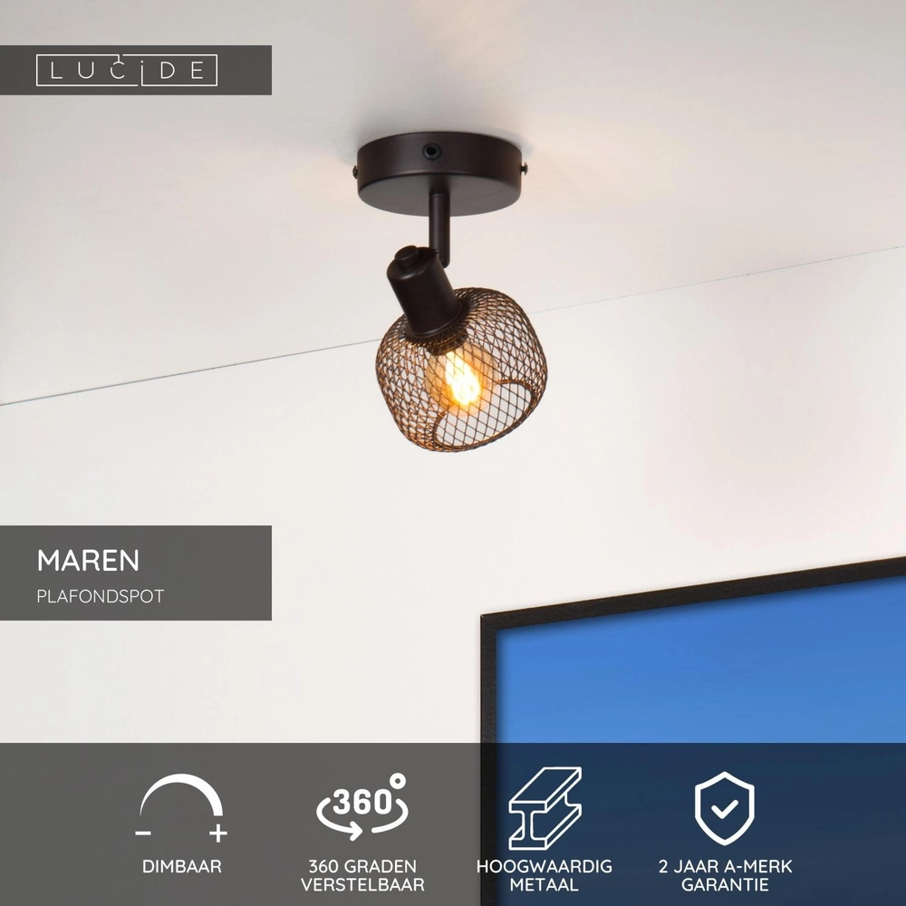 Éclairage de plafond Maren Noir simple Lucide 5411212771070