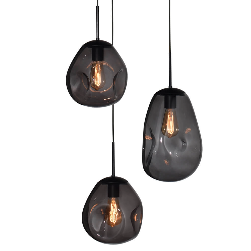 Lampe suspendue Lava 3x verre à fumée Masterlight 8718121286464