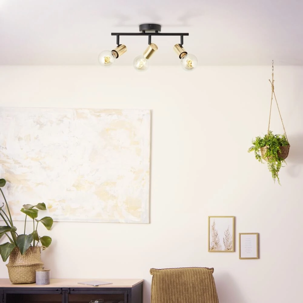 Plafonnier noir et doré Kerry 3 lumières Brilliant 4004353409042