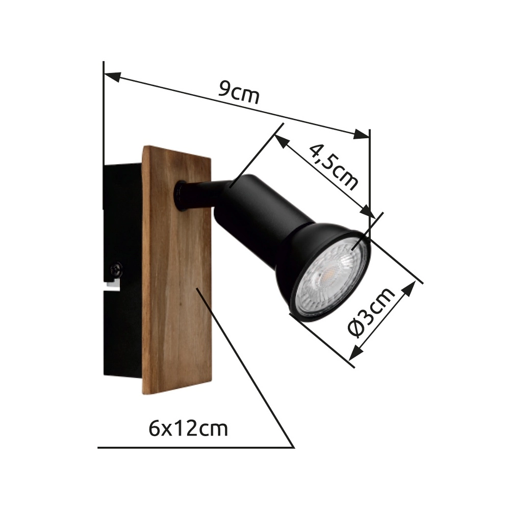 Emplacement monté en surface Drew noir avec bois Globo 9007371442775