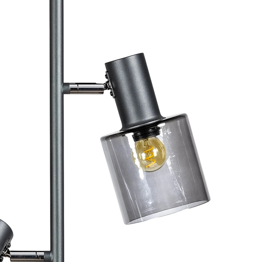 Lampadaire en verre Sledge Glass 3 lumières noir avec verre fumé ETH 8720195302896