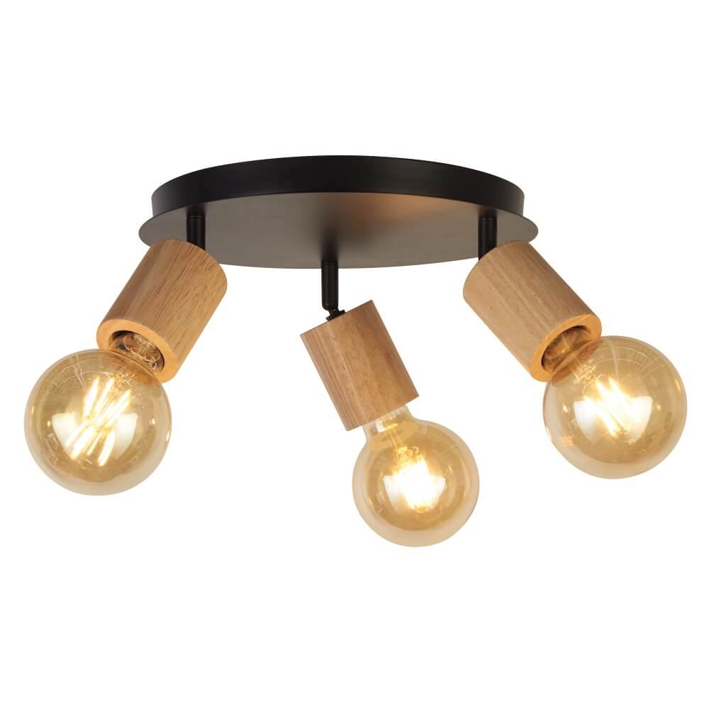 Plafonnier en bois Spinny 3 lumières