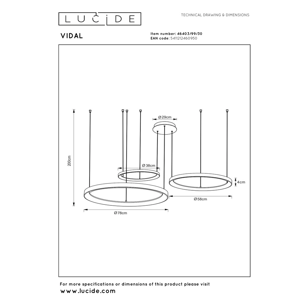 Lampe pendante noire Vidal Conception Premium by Lucide 5411212460950