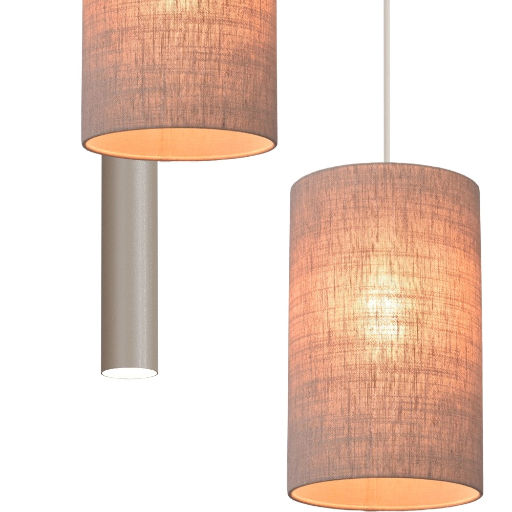 Lampe pendante à 3 lampes Lisbourg Terra beige avec teinte gris beige Masterlight