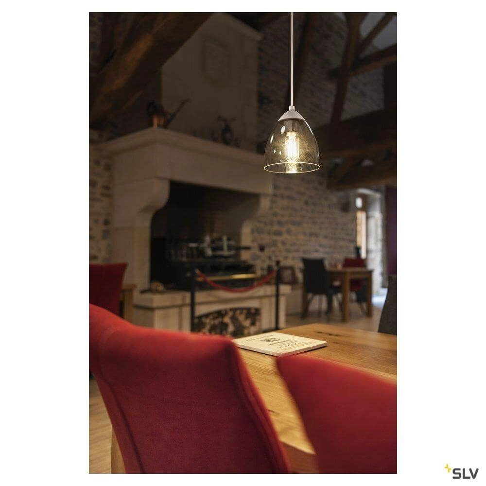 Lampe à suspension en verre Para Cone blanc avec verre fumé SLV 4024163262378