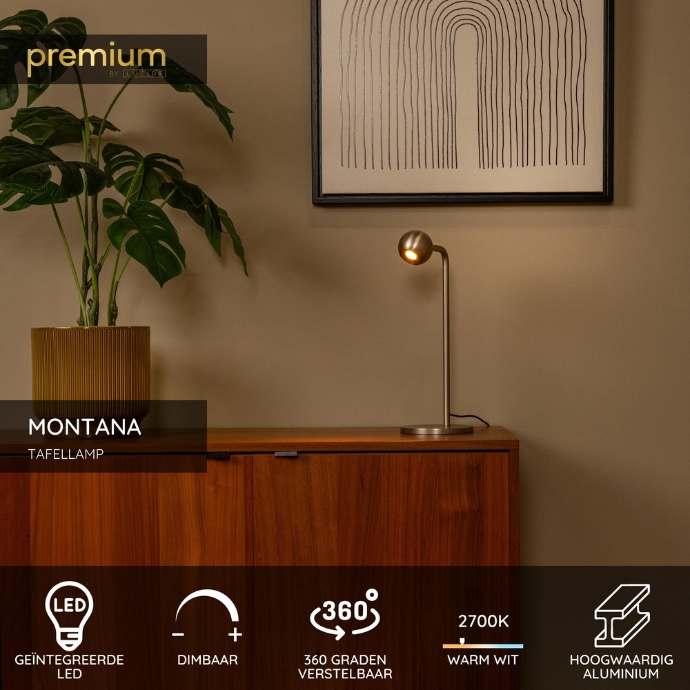Lampe de table de conception Montana gris Premium by Lucide 5411212680181