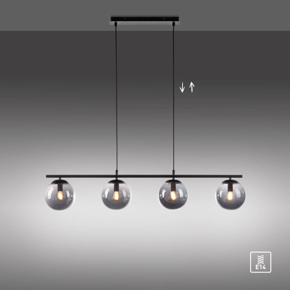 Lampe suspendue noire Big Widow 4 lumières Just Light 4043689988395