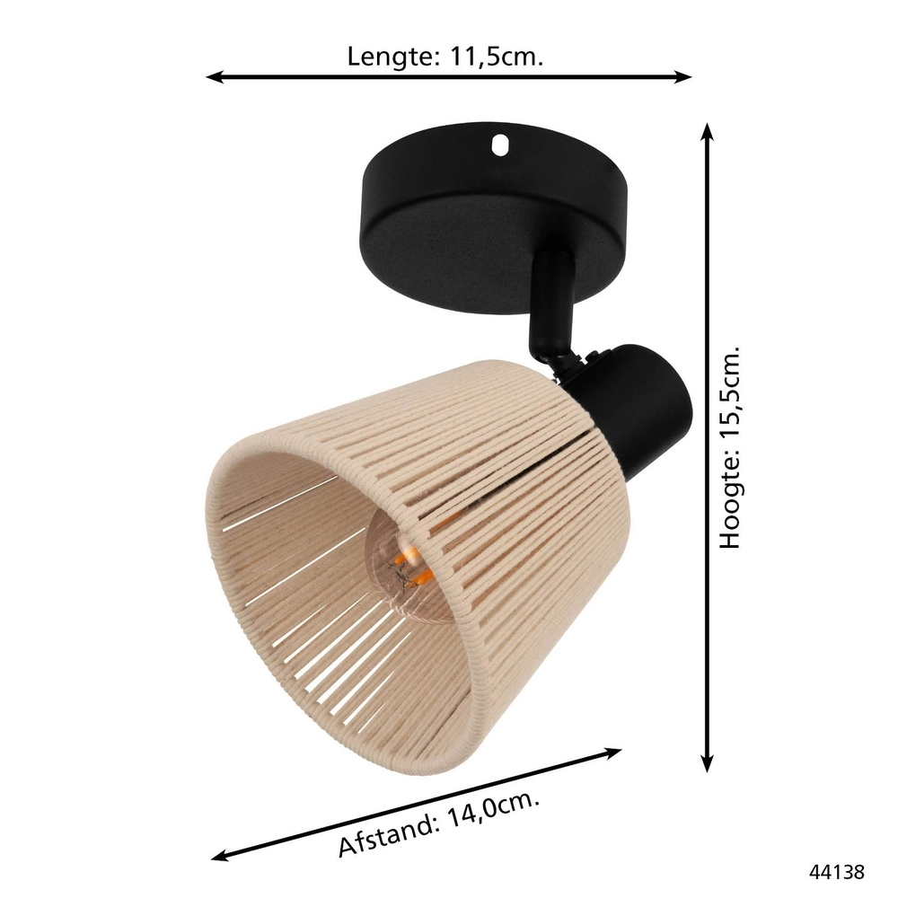 Applique Seagard noir avec rotin Eglo 9008606359820