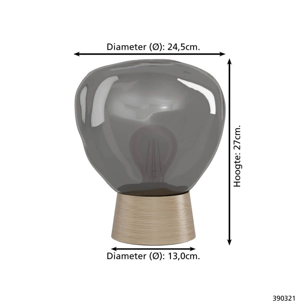 Lampe de table Magacela bois avec verre fumé Stars of Light 9008606274512