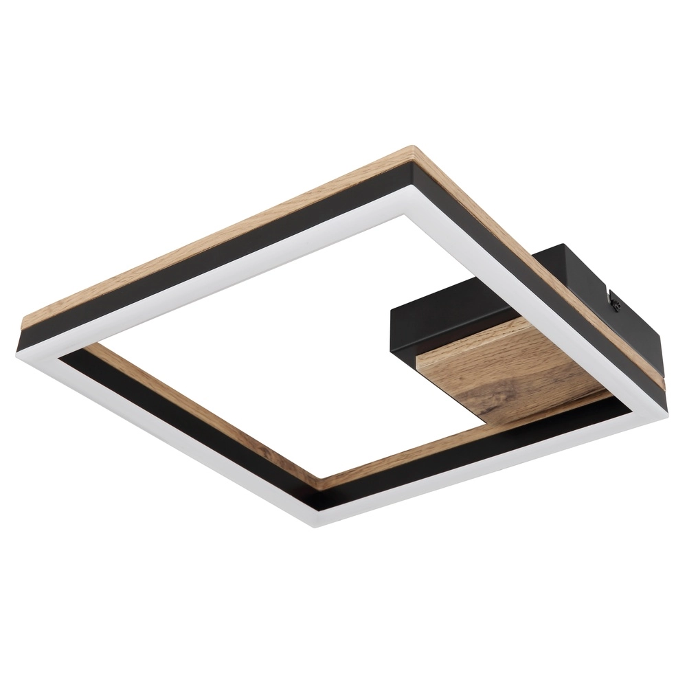 Lampe de plafond Beatrix Carré noir avec bois Globo 9007371451401