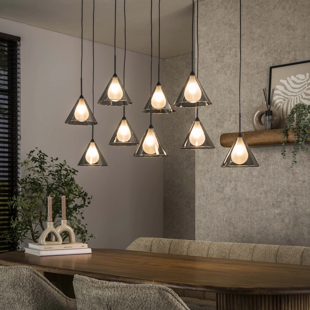 Lampe suspendue à 9 lampes Conic pour la table à manger