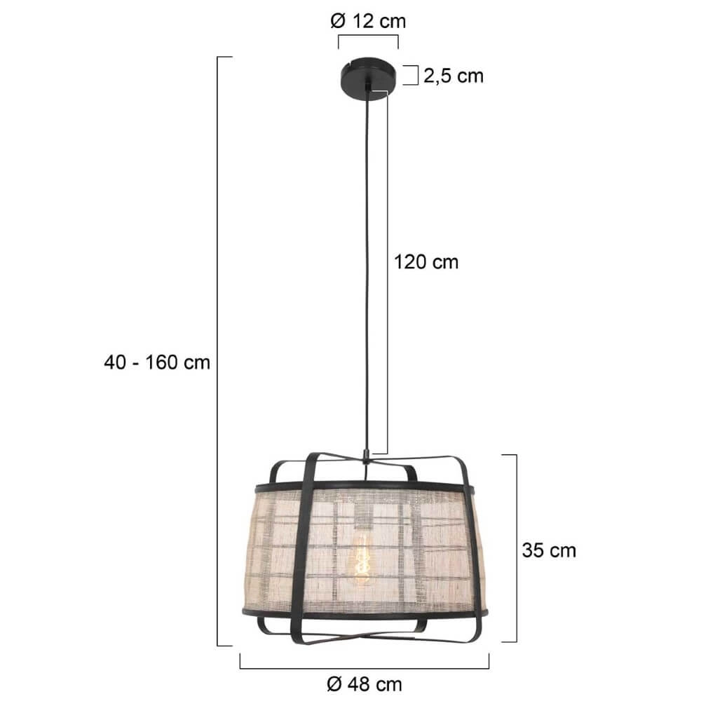 Lampe à suspension en bois noir Capors Ø48cm Steinhauer 8712746166637