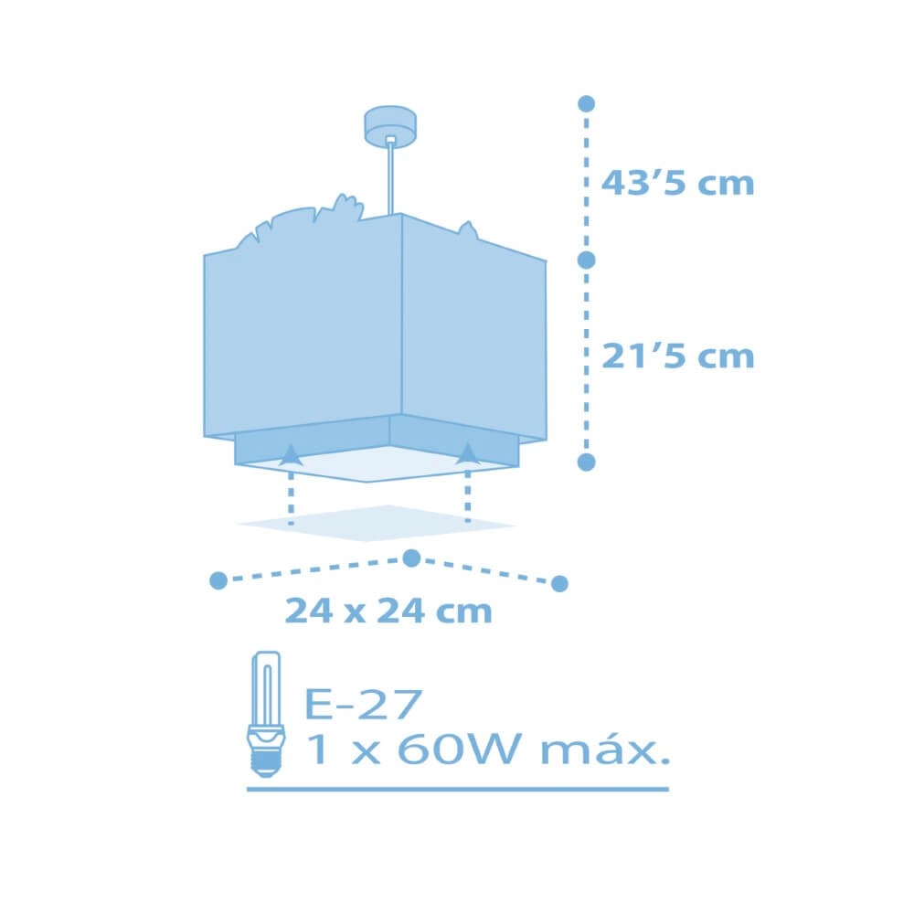 Lampe suspendue chambre d'enfant Baby Jungle bleu tendre avec du blanc Dalber 8420406001388