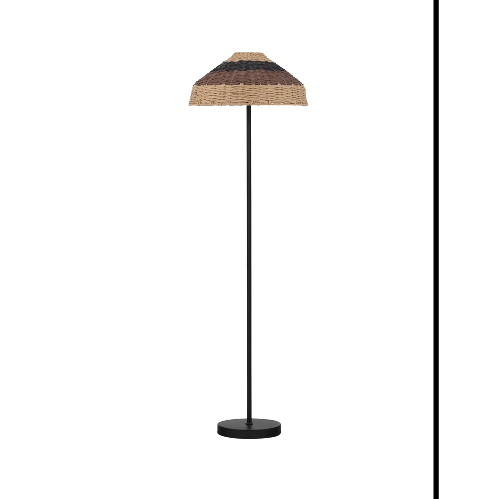 Lampadaire Caro noir et rotin Lyora 5212017453013