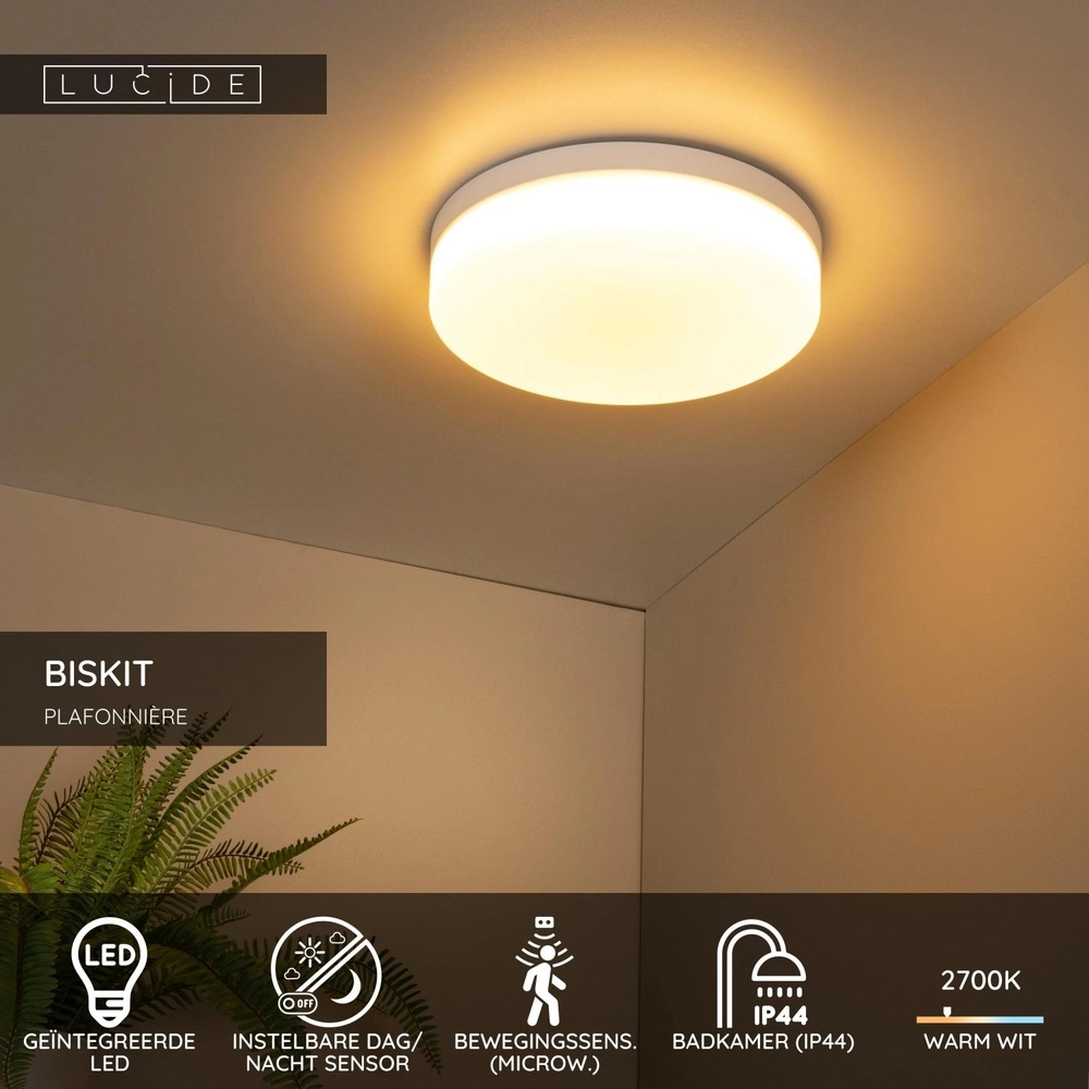 Éclairage de plafond Biskit Ø 34,5cm - IP44 blanc Lucide 5411212792181