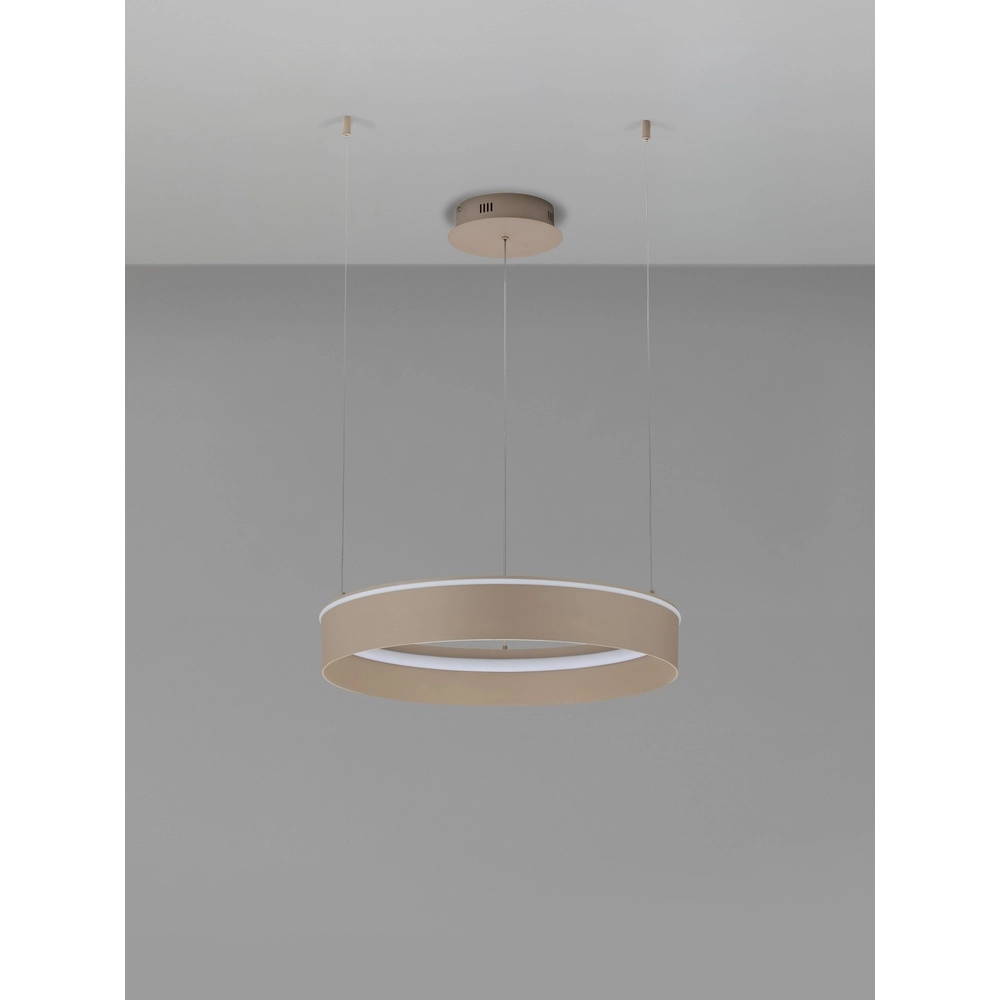 Lampe pendante moderne Olivia brun sable Ø 60 cm Lyora 5212017494184