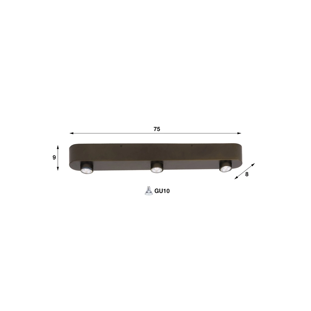 Projecteur de surface à 3 lumières Bar Marron de Sienna Lyora 8716803510937