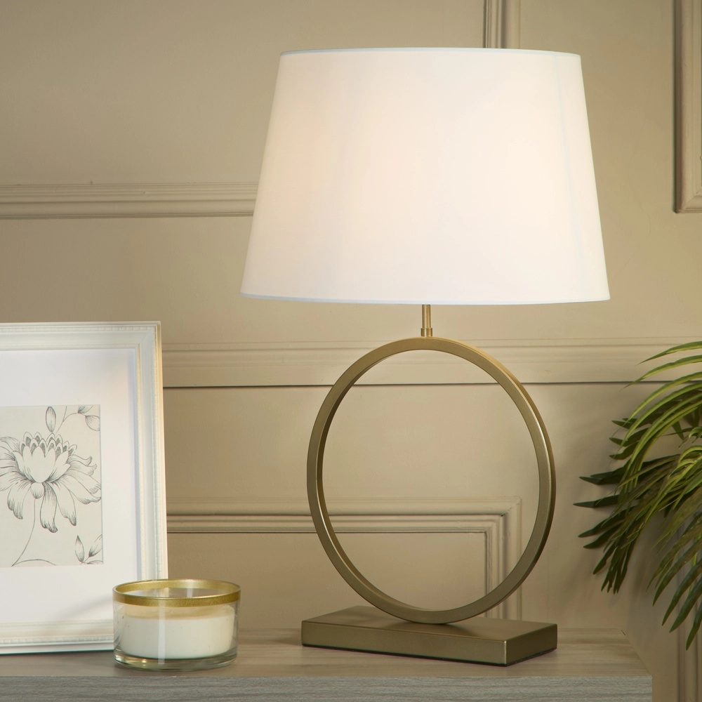 Lampe de table Elegant bronze avec capuchon blanc Searchlight 5053423305004