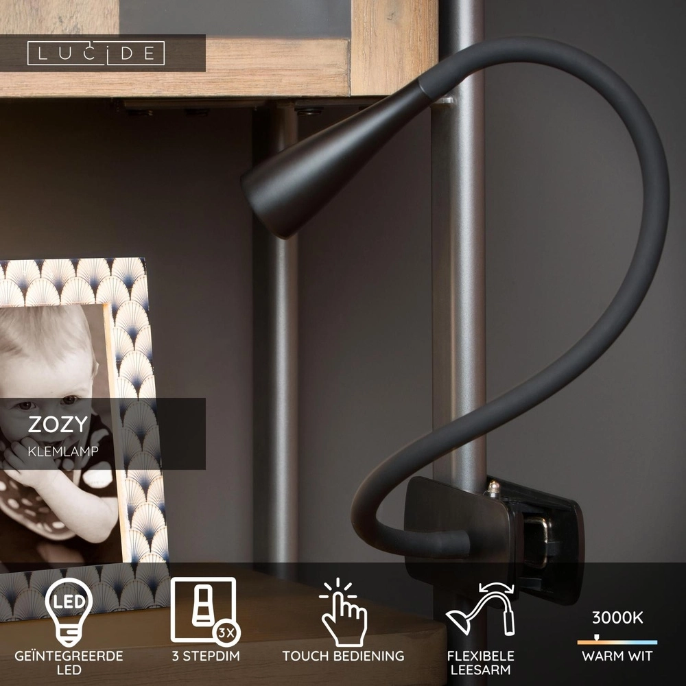 Lampe de pince Zozy Noir Lucide 5411212185839