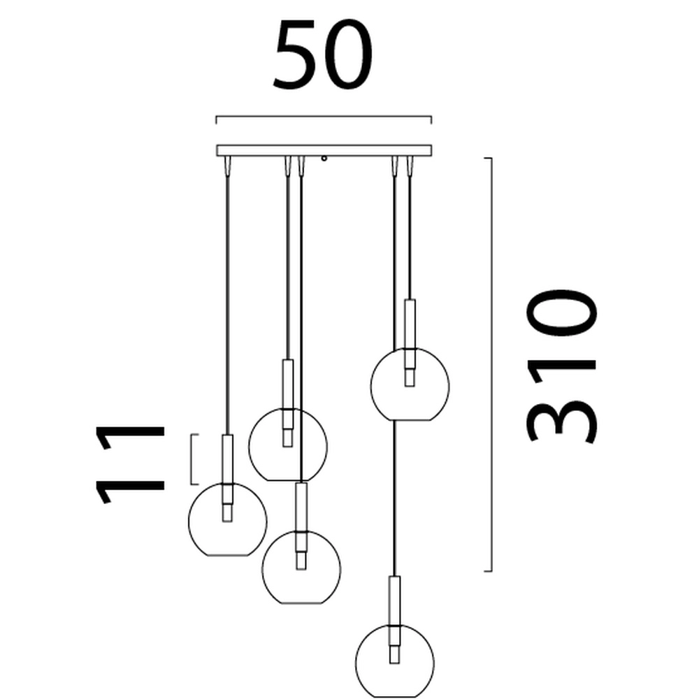 Lampe pendante 5L vide Lido Ball avec du verre transparent de Ø 17 cm Masterlight 8718121335483