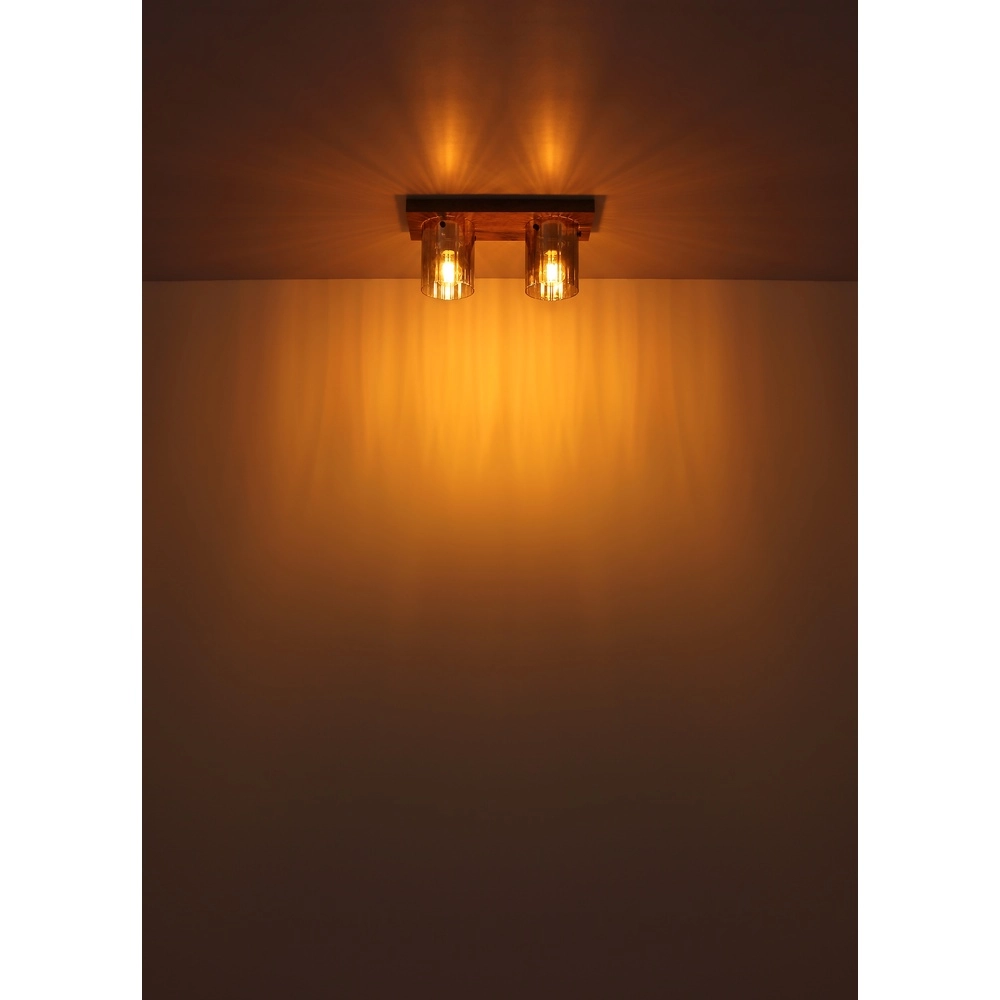 Lampe de plafond Underwood Bois à deux lumières Globo 9007371481033