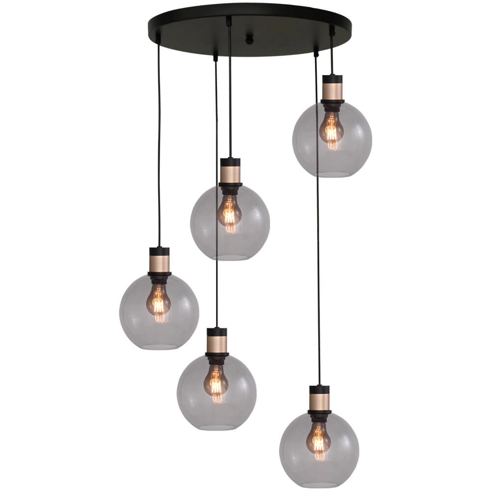 Lampe suspendue Vide Lazise 2 5x Ø 20cm doré avec noir