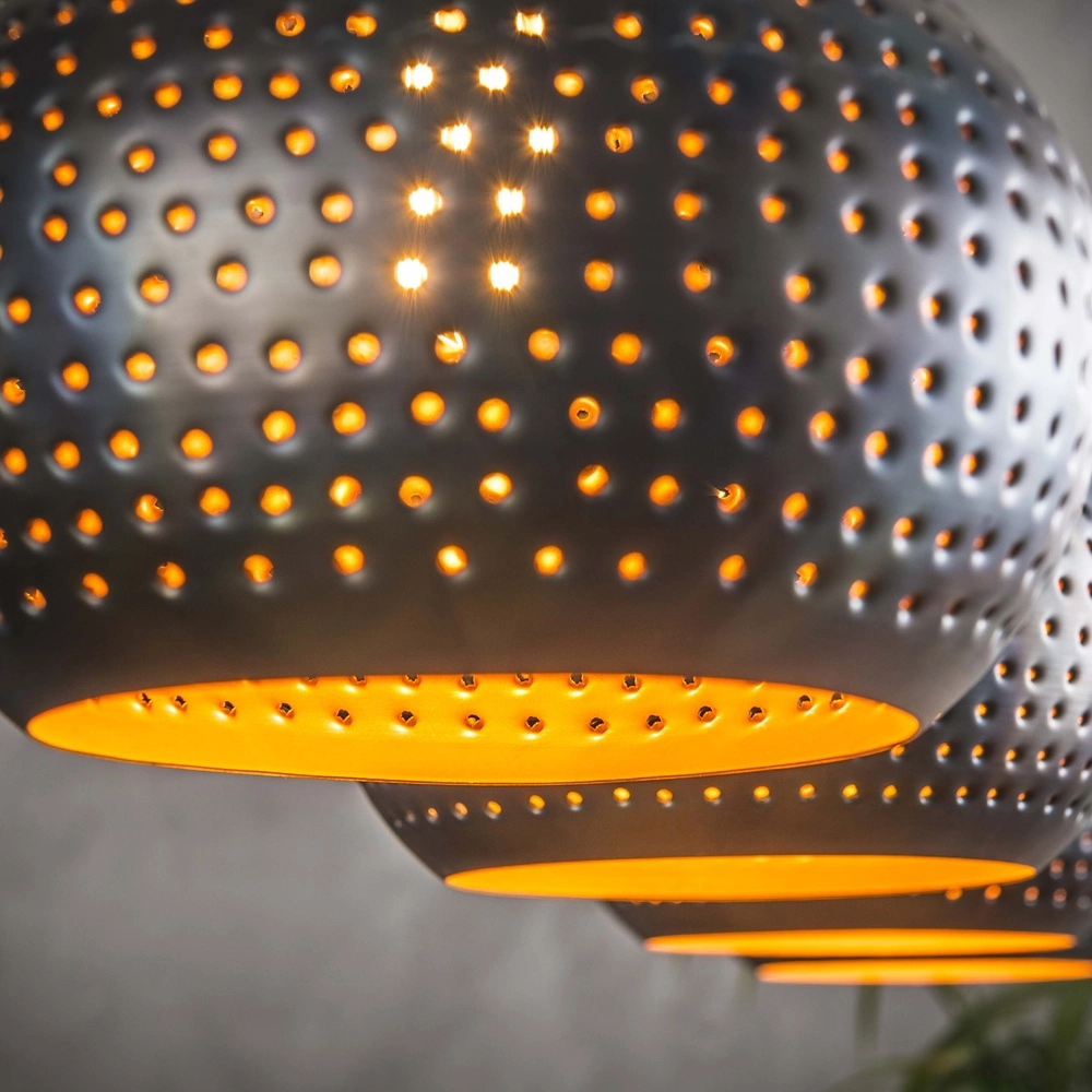 Lampe suspendue à trou pour table à manger Punch 4x E27 - brun noir Lyora 8716803512979