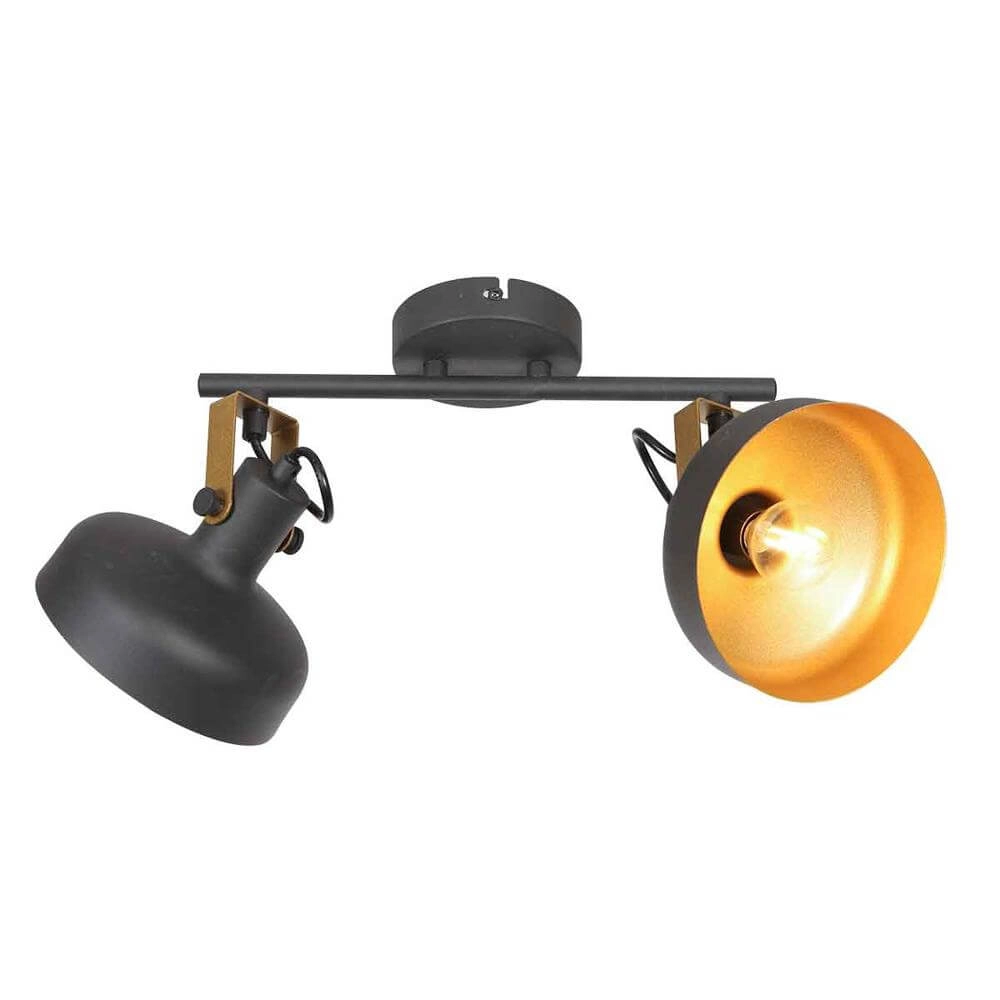 Plafonnier Prato noir avec or 2 lumières Steinhauer 8712746176384