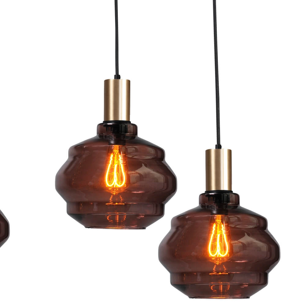 Lampe suspendue 6 lumières - dorée - Porto avec des lunettes Ball rouges Masterlight 8718121270449