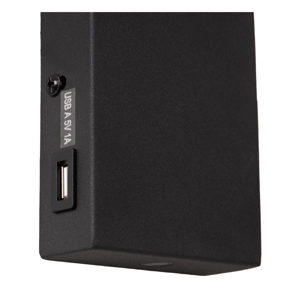 Lampe de chevet Alec noir avec port USB Lucide 5411212031952