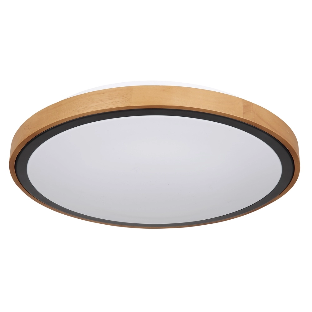 Lampe de plafond Bruno Ø 43,7 noir avec bois Globo 9007371436484