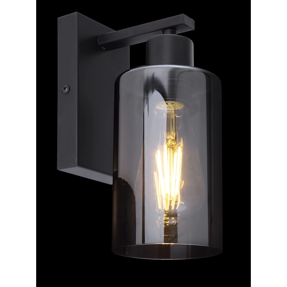 Lampe murale noire Hadera avec du verre fumé Globo 9007371402847
