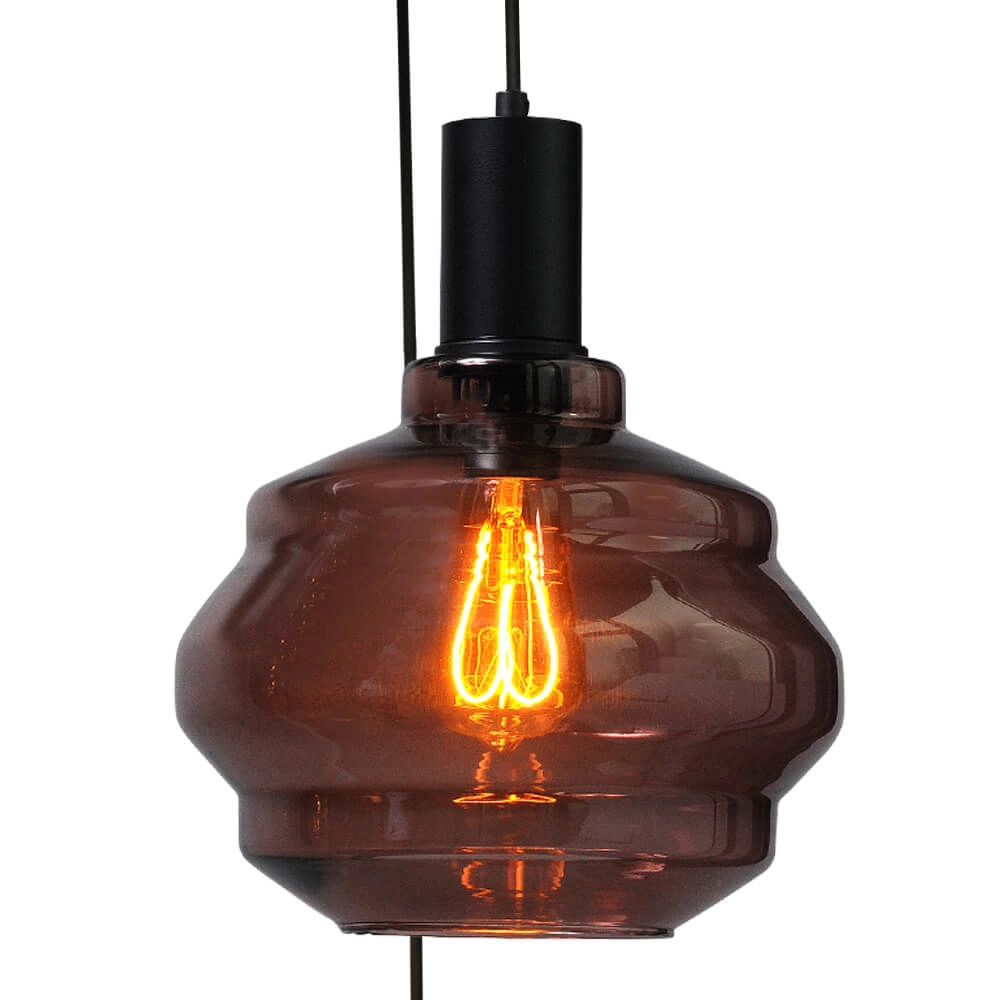 Suspension loft 5 lumières - noire - Porto avec verres Ball rouges - Ø 24cm Masterlight 8718121270999