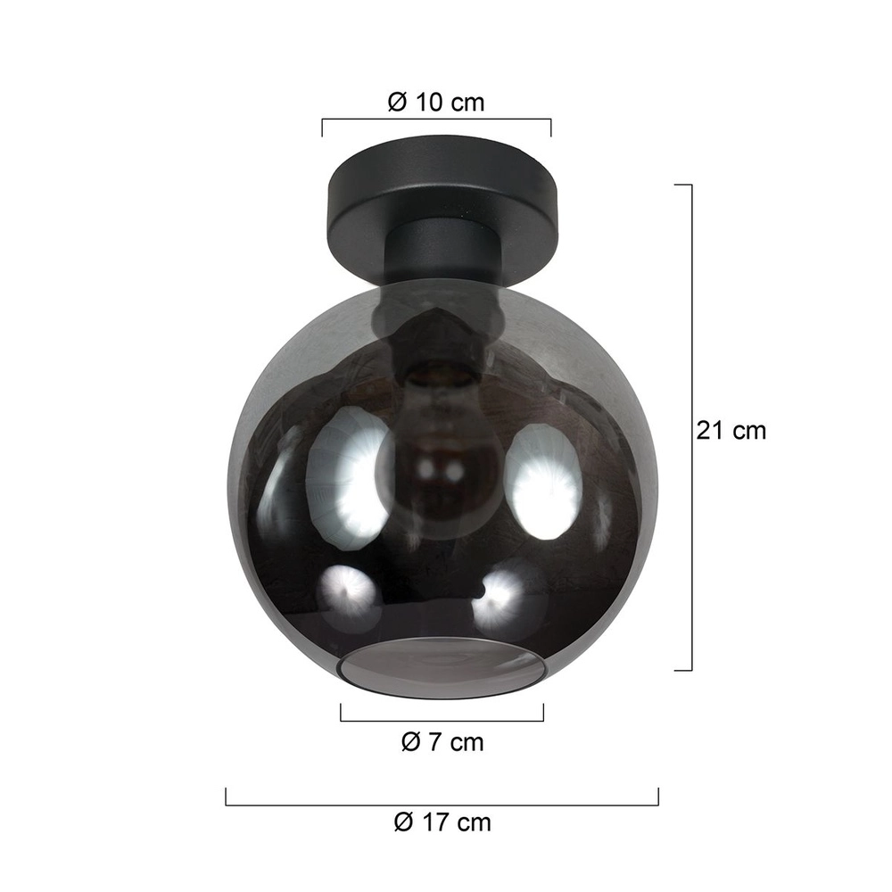 Plafonnier Bloeba boule de verre fumé Ø 20cm Steinhauer 8712746181098