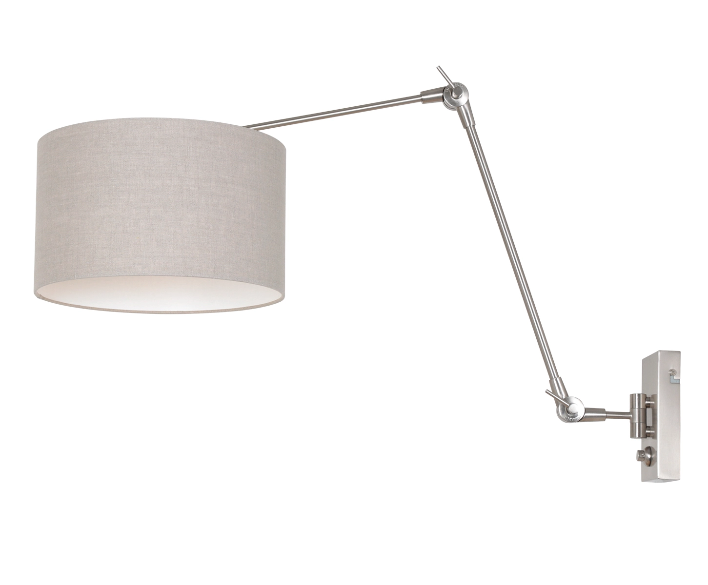 Lampe de lecture murale Prestige Chic Acier inoxydable avec abat-jour taupe 30 cm Steinhauer 8712746145779