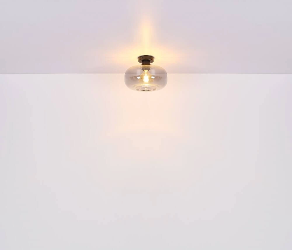Plafonnier noir Giuseppe verre de fumée Globo 9007371432226
