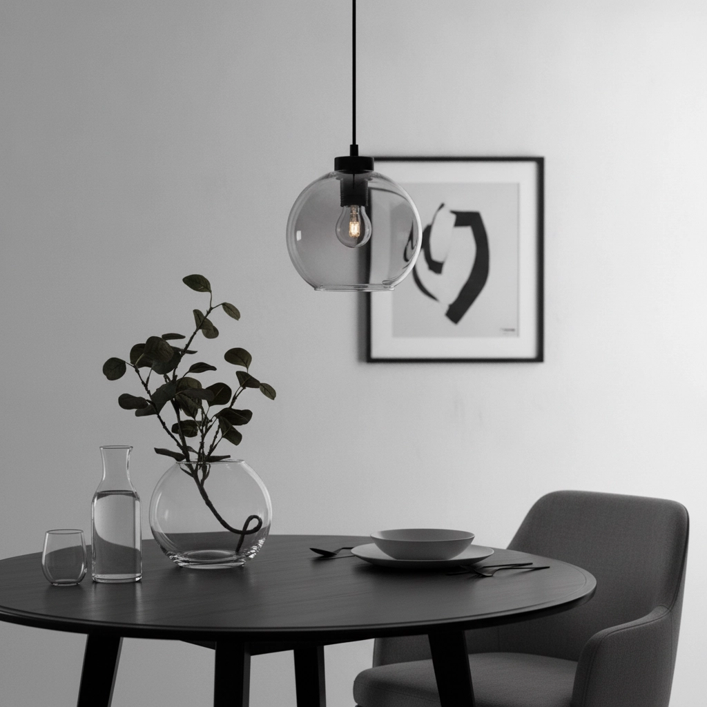 Suspension Palmer Simple noir avec verre fumé