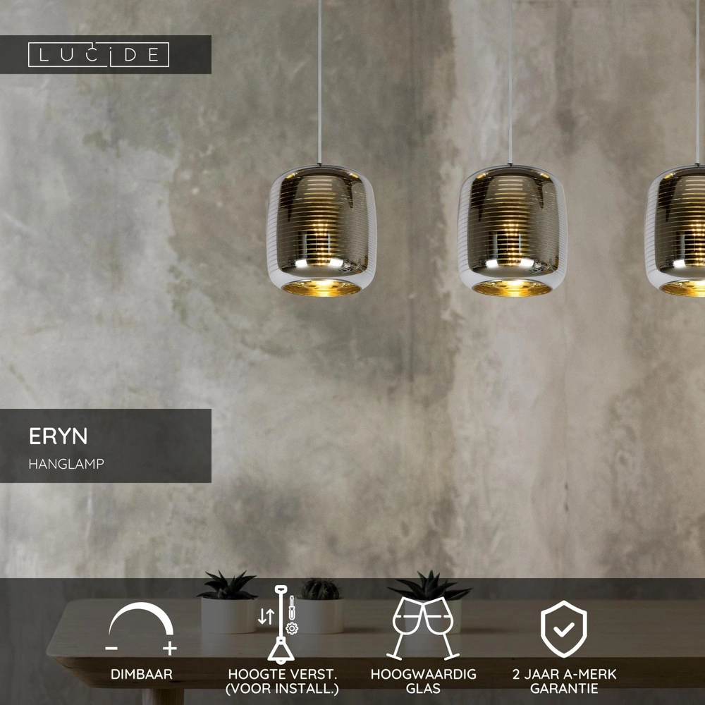 Lampe suspendue Eryn Chrome 3 lumières Lucide 5411212702319