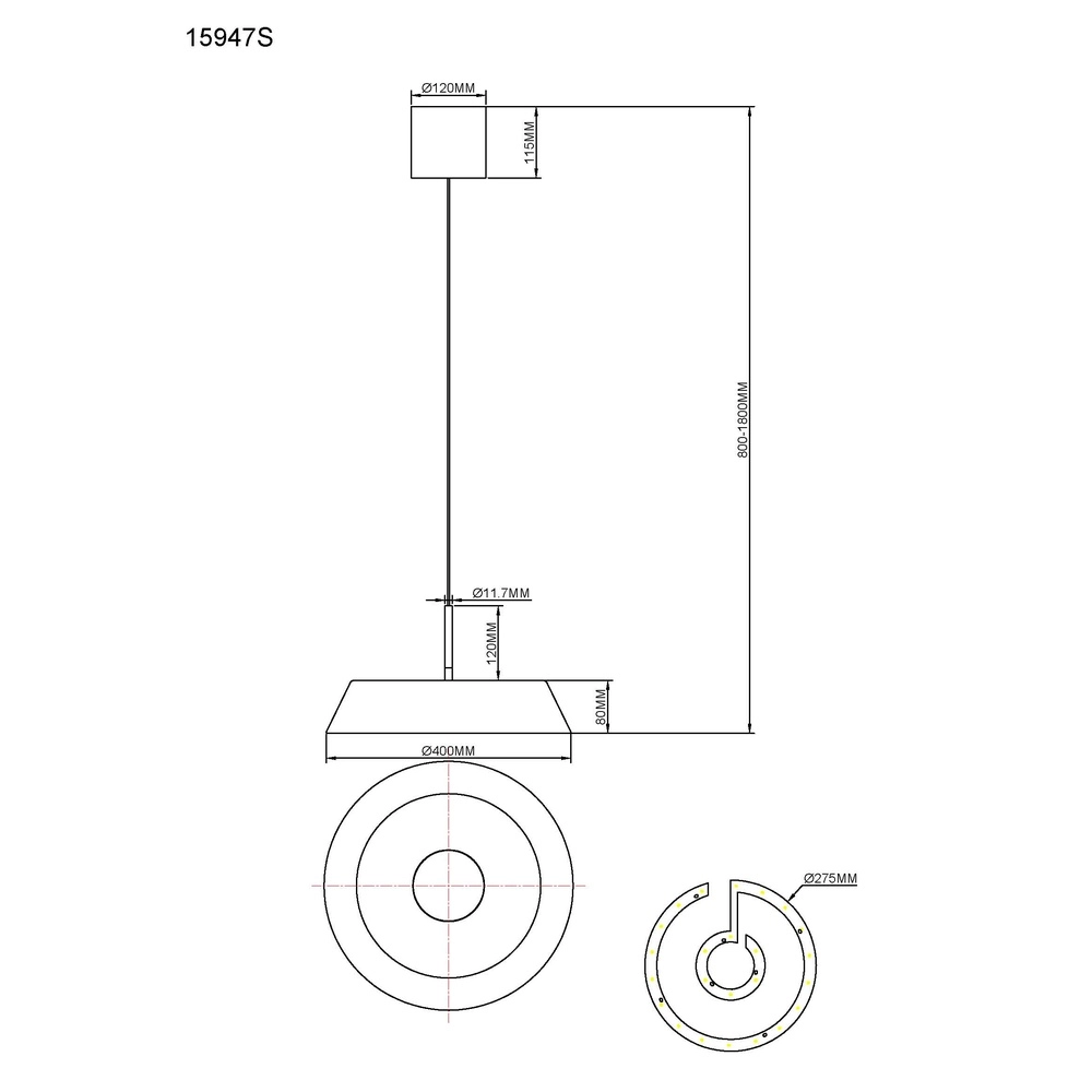 Lampe suspendue élégante Silena noir Ø 40cm Globo 9007371583232